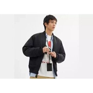 Coach Logo Signature C Leather Brown White Colorblock Lanyard ID Credit Card